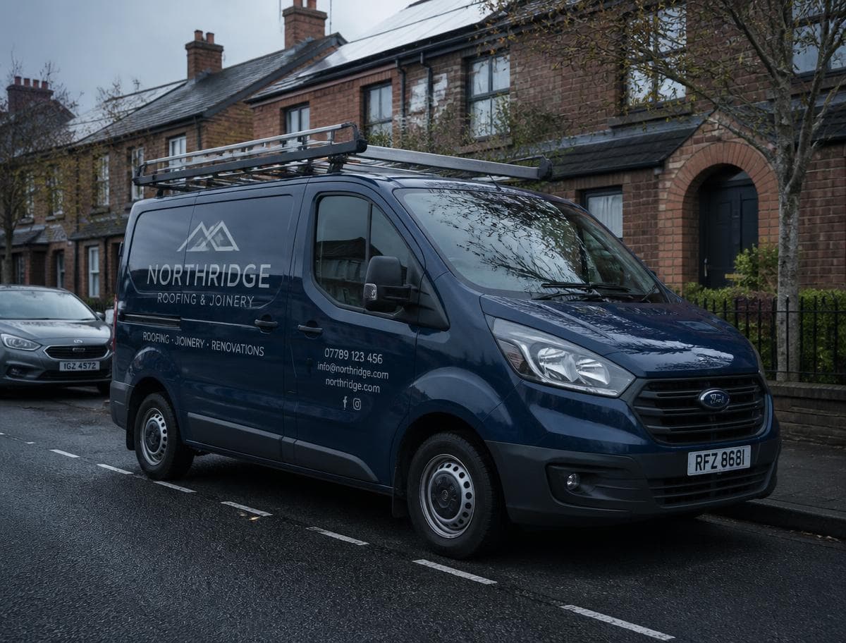 Contractor van parked on a Northern Ireland residential street